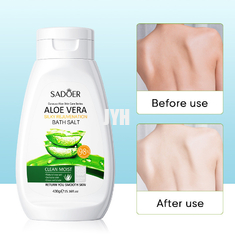 430g Aloe Vera Banyo Tuzları Pürüzsüzleştirici Cilt Hassas Vücut Şampuanı Hafif Eksfoliye Edici
