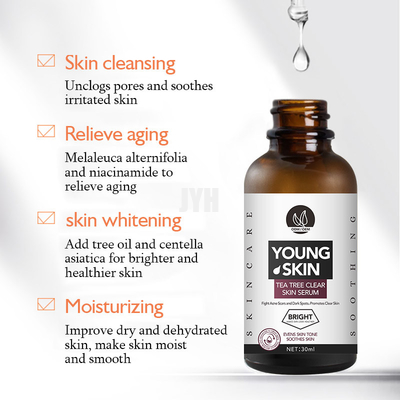 1 oz/30 ml OEM Organik Çay Ağacı Kabartma Özü Yüz Serumu Onarım Akne Sivilce Sökücü