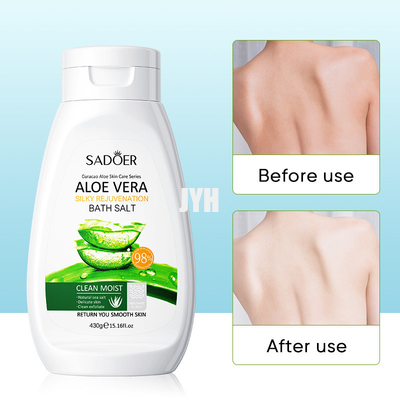 430g Aloe Vera Banyo Tuzları Pürüzsüzleştirici Cilt Hassas Vücut Şampuanı Hafif Eksfoliye Edici