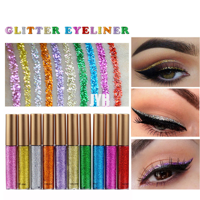 MSDS 10 Adet / takım Kadınlar Için Glitter Göz Kalemi Giymek Kolay Pigmentli Kırmızı Beyaz Altın Sıvı Eyeliner Glitter Makyaj