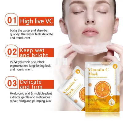 Cilt Nemlendirici Yama Meyve Yüz Maskesinin Parlak Renklerini Taşımak İçin Özel Marka VC Vitamin Maskesi