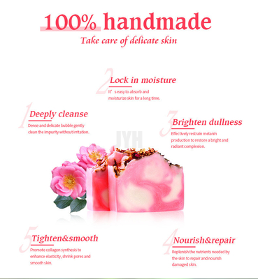 100G Parfüm Esanslı Yağ Yüz Sabunu Gül Petal Soğuk Süreç Sabunu